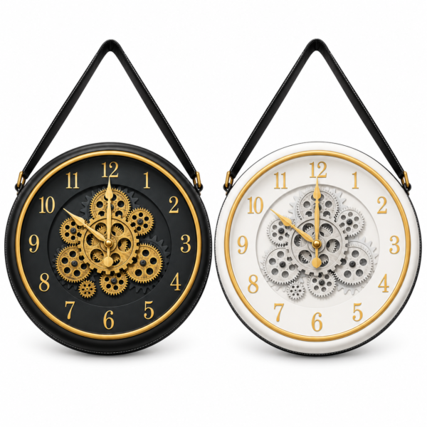 Hanging Gear Wall Clock with Strap